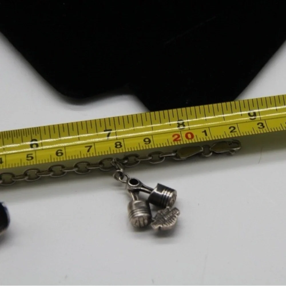 Harley-Davidson MOD‎ Charm Bracelet Sterling Silver 8.5 Inch 5mm Piston Helmet